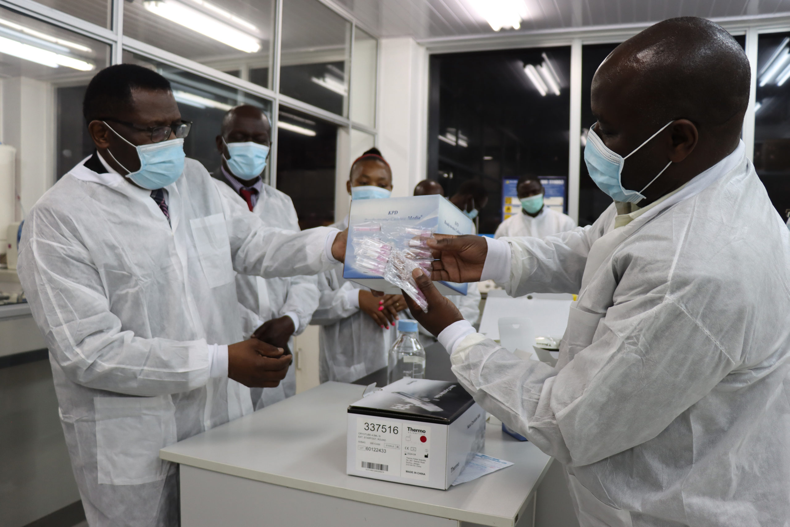 Healthcare workers in laboratory