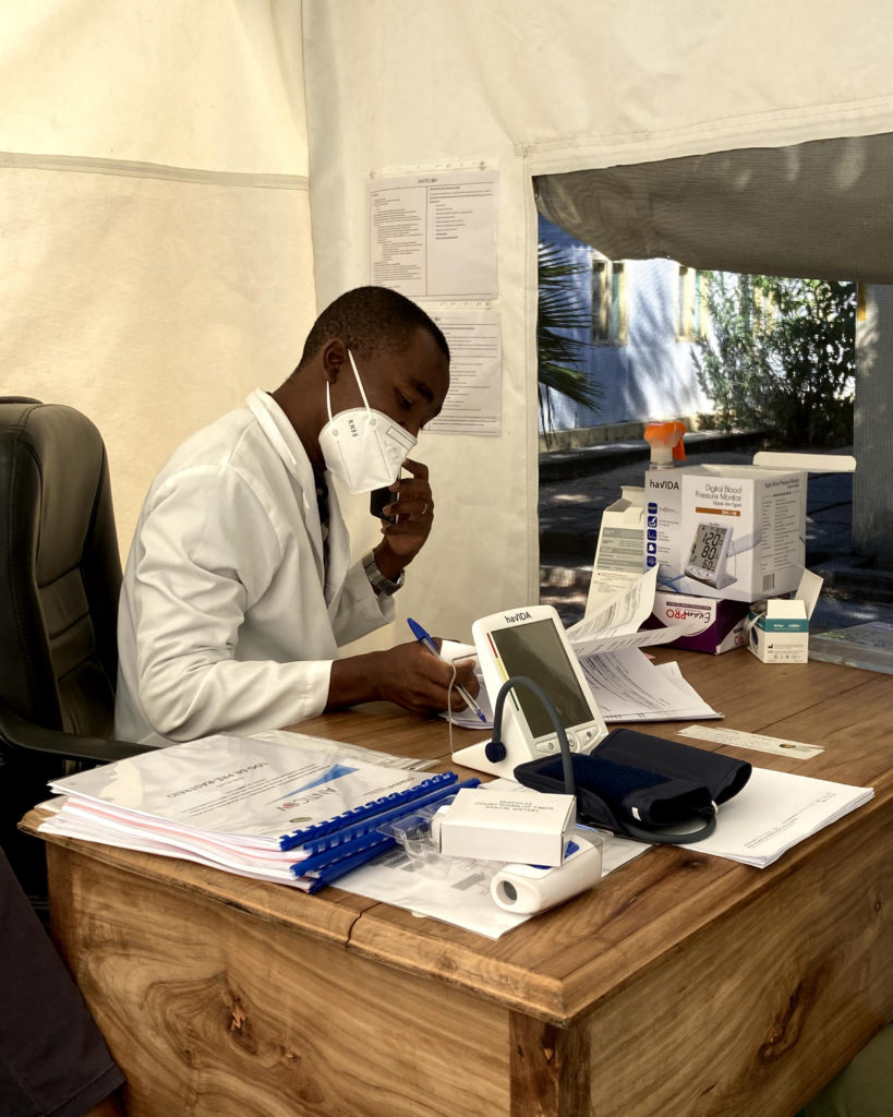 Healthcare worker on the phone